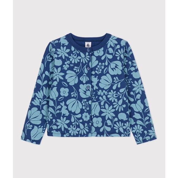 Petit Bateau Girl's Printed Quilted Tube Knit Cardigan NWT - Picture 1 of 5